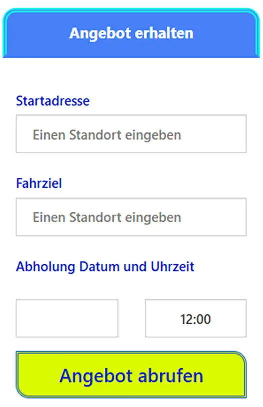 athens airport taxi Kundenreservierungsformular