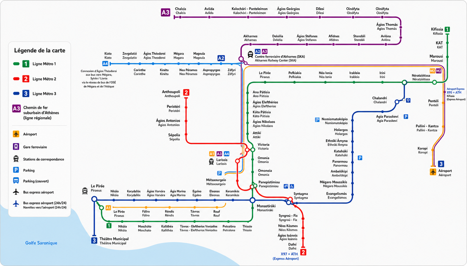 Plan du métro d'Athènes