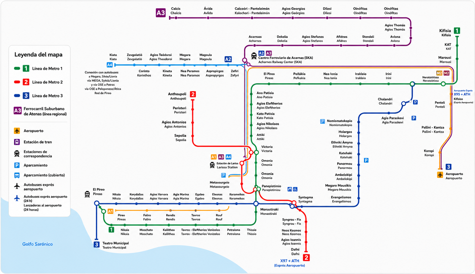 Mapa del metro de Atenas